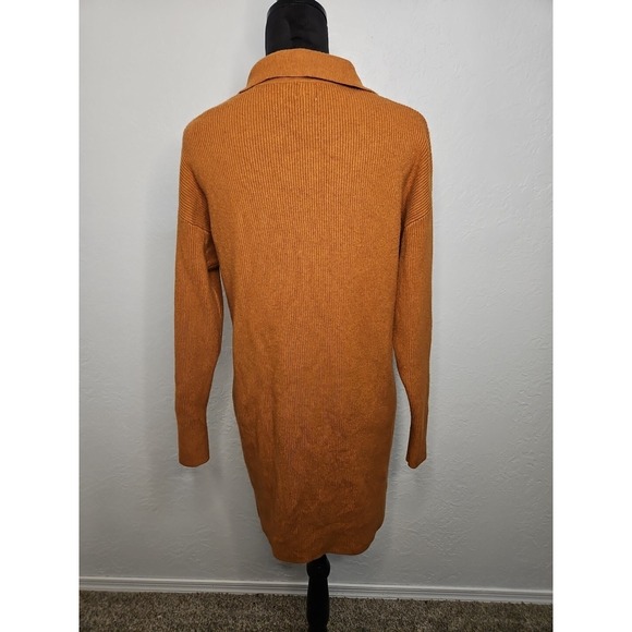 Womens Sweater Dress Sz Med  Rust Thick Classic Soft Collar Office Boho Classic - Picture 3 of 9